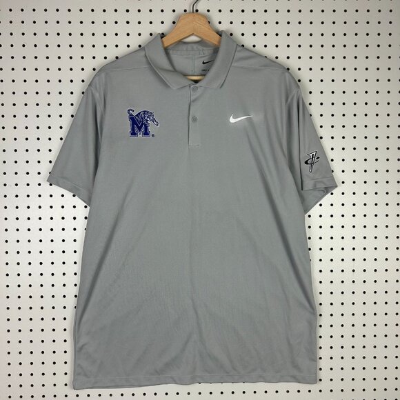 Nike 1 Cent Memphis Tiger Polo Large Gray Basketball Coach Swoosh Penny Hardaway - Picture 1 of 6